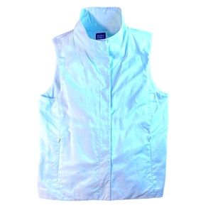EILEEN Fisher light blue, snap up, lightly insulated vest